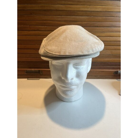 Stefeno Sport Hand-made Baird Linen Newsboy Newsie Beige Hat Cap Size 57 Medium